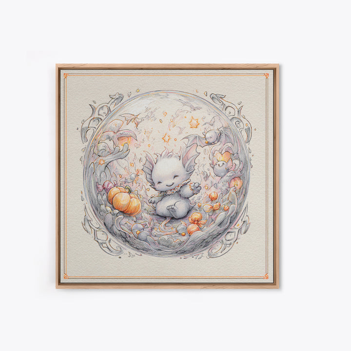 The Oracle Of The Glass Depths, Hand Sketch Halloween Art, Square Wall Art, Canvas Print, Cute Halloween Wall Art