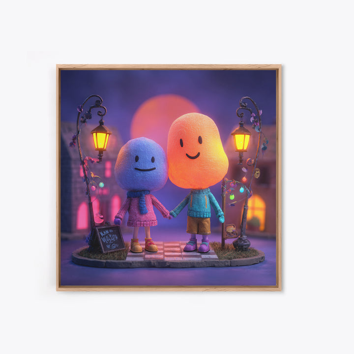 The Ghost Balloon Friend, 80s Halloween Wall Art, Square Wall Art, Canvas Print, Retro Halloween Decor, Neon Wall Art, Statement Wall Art