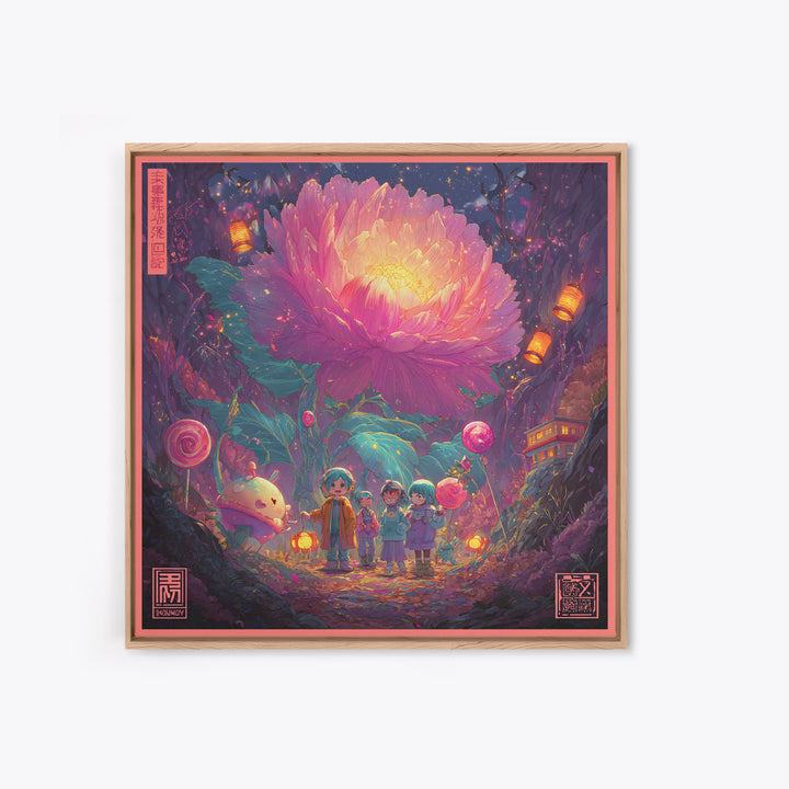 The Monster Flower Shop, Synthwave Halloween Art, Square Wall Art, Canvas Print, Retro Halloween Decor, Neon Wall Art, Halloween Wall Art