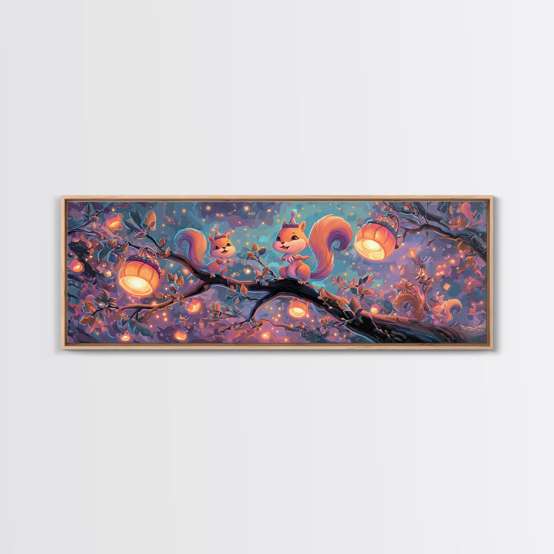 The Acorn Lantern Festival, 80s Halloween Wall Art, Extra Wide Wall Art, Canvas Print, Retro Halloween Decor, Neon Wall Art