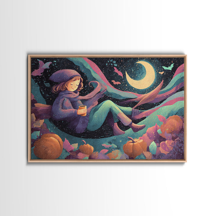 The Candy Comet Adventure, Synthwave Halloween Art, Landscape Wall Art, Canvas Print, Retro Halloween Decor, Neon Wall Art