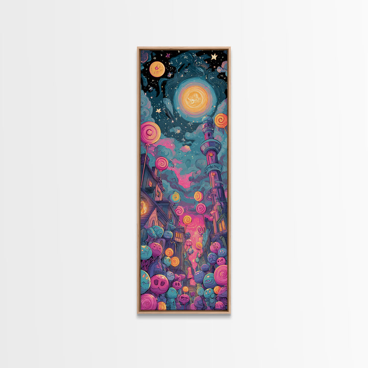 The Costume Planet, 80s Halloween Wall Art, Tall Narrow Wall Art, Canvas Print, Retro Halloween Decor, Neon Wall Art, Macabre Wall Art