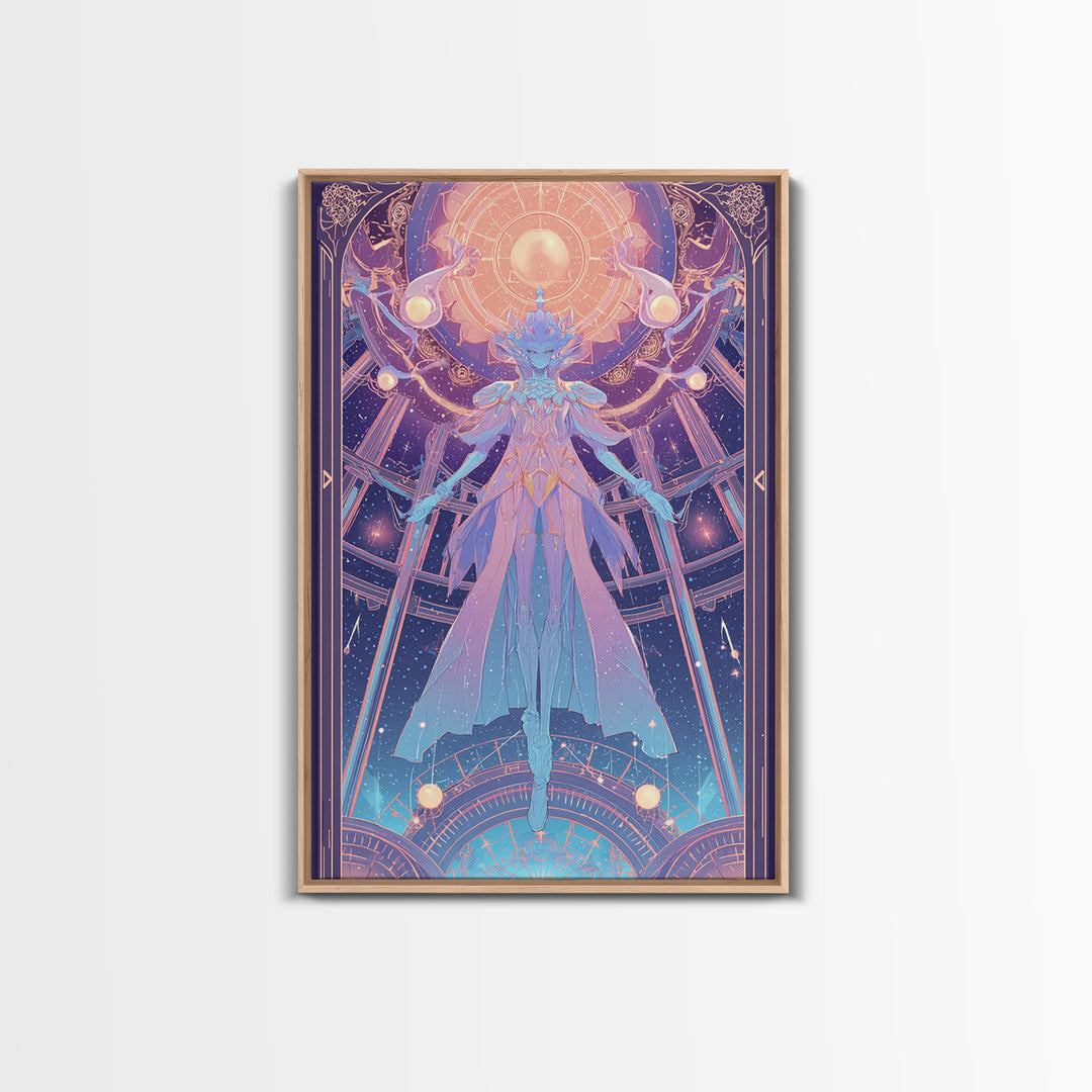The Dreaming Priest Of The Outer Gate, 80s Halloween Wall Art, Vertical Wall Art, Canvas Print, Retro Halloween Decor, Neon Wall Art