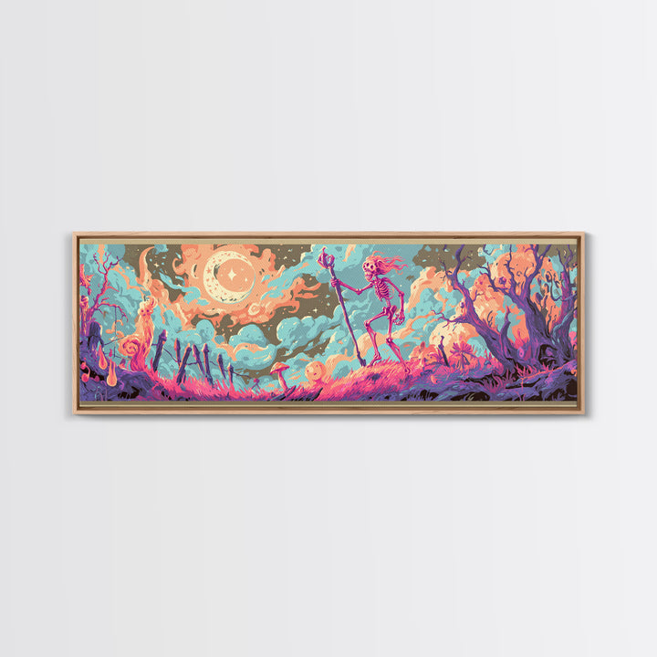 The Star-Seer Of Black Dunwich, Cosmic Synthwave Horror, Extra Wide Wall Art, Canvas Print, Retro Halloween Decor, Neon Wall Art