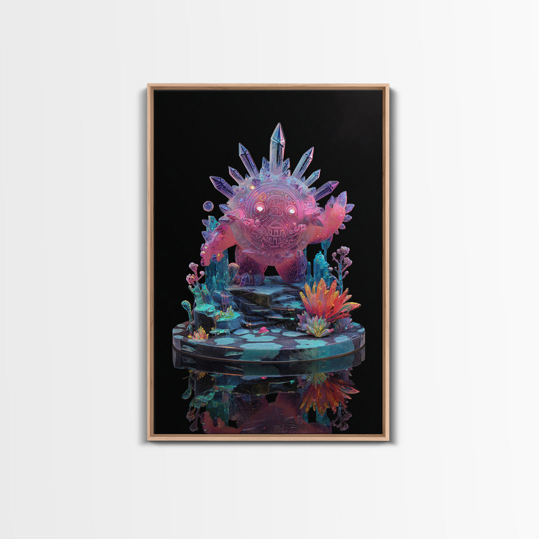 The Keeper Of The Black Reef Key, 80s Halloween Wall Art, Vertical Wall Art, Canvas Print, Retro Halloween Decor, Neon Wall Art