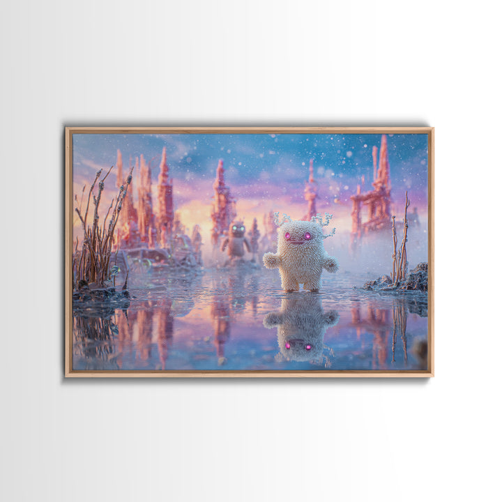 The Frost Beyond Carcosa, Vaporwave Halloween Decor, Landscape Wall Art, Canvas Print, Retro Halloween Decor, Neon Wall Art, Horror Wall Art
