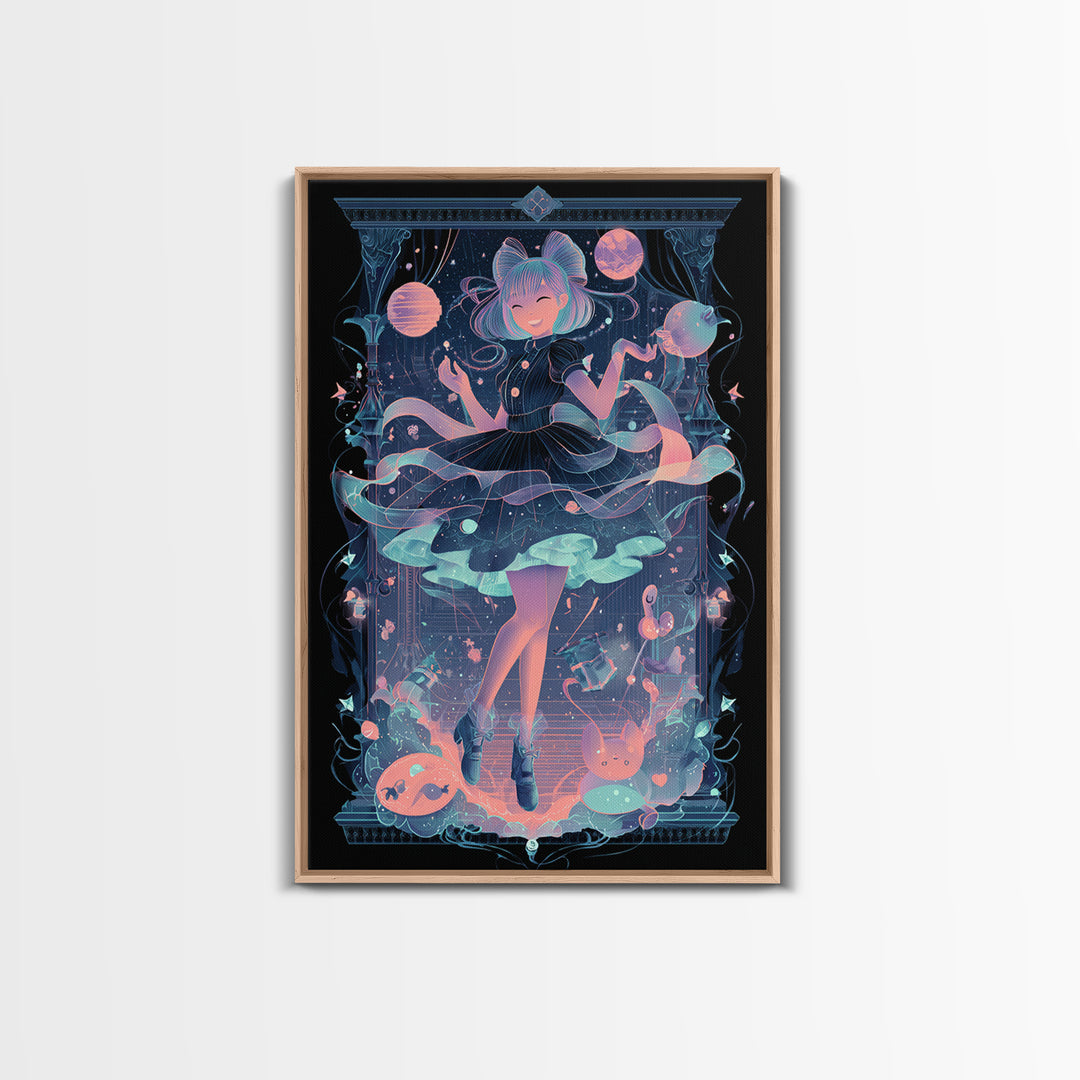 The Seamstress Of Living Nebulae, 80s Halloween Wall Art, Vertical Wall Art, Canvas Print, Retro Halloween Decor, Neon Wall Art
