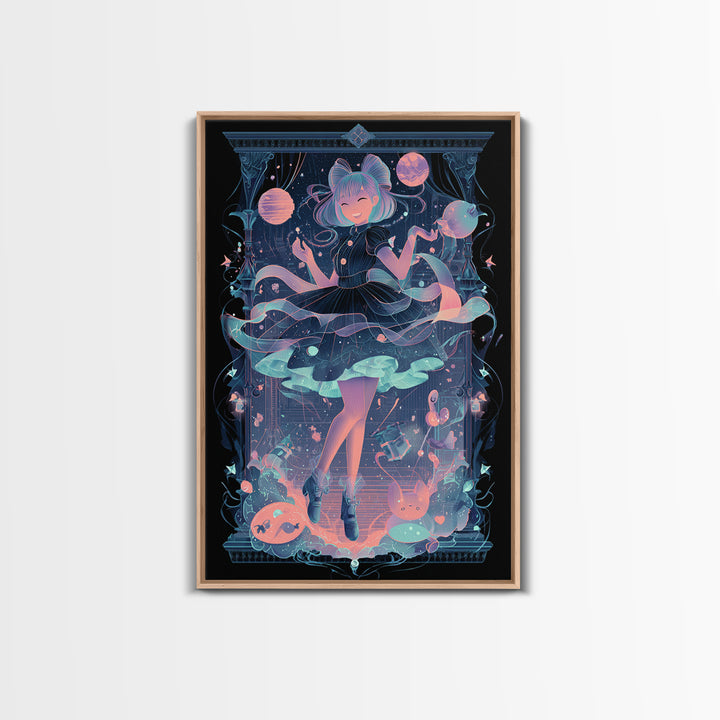 The Seamstress Of Living Nebulae, 80s Halloween Wall Art, Vertical Wall Art, Canvas Print, Retro Halloween Decor, Neon Wall Art