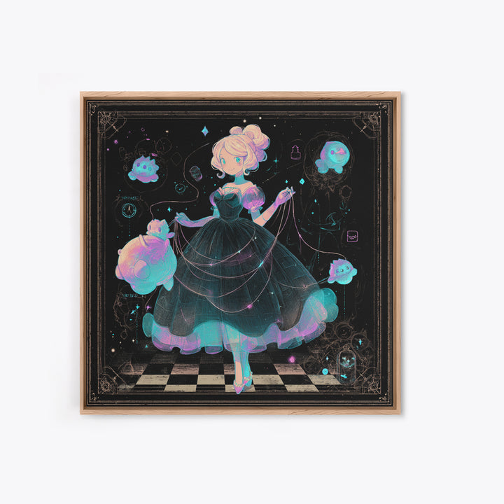 The Seamstress Of Living Nebulae, 80s Halloween Wall Art, Square Wall Art, Canvas Print, Retro Halloween Decor, Neon Wall Art