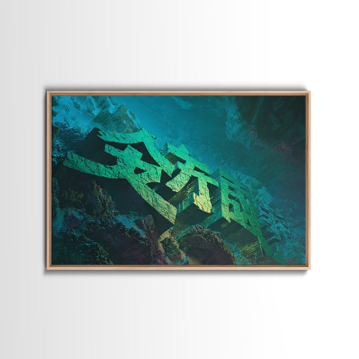Glowing Kanji Shapes Canvas Print, Cyberpunk Art, Cyberpunk Decor, Living Room Decor, Abstract Art, Neon, Modern Decor, CYB-3x2-1