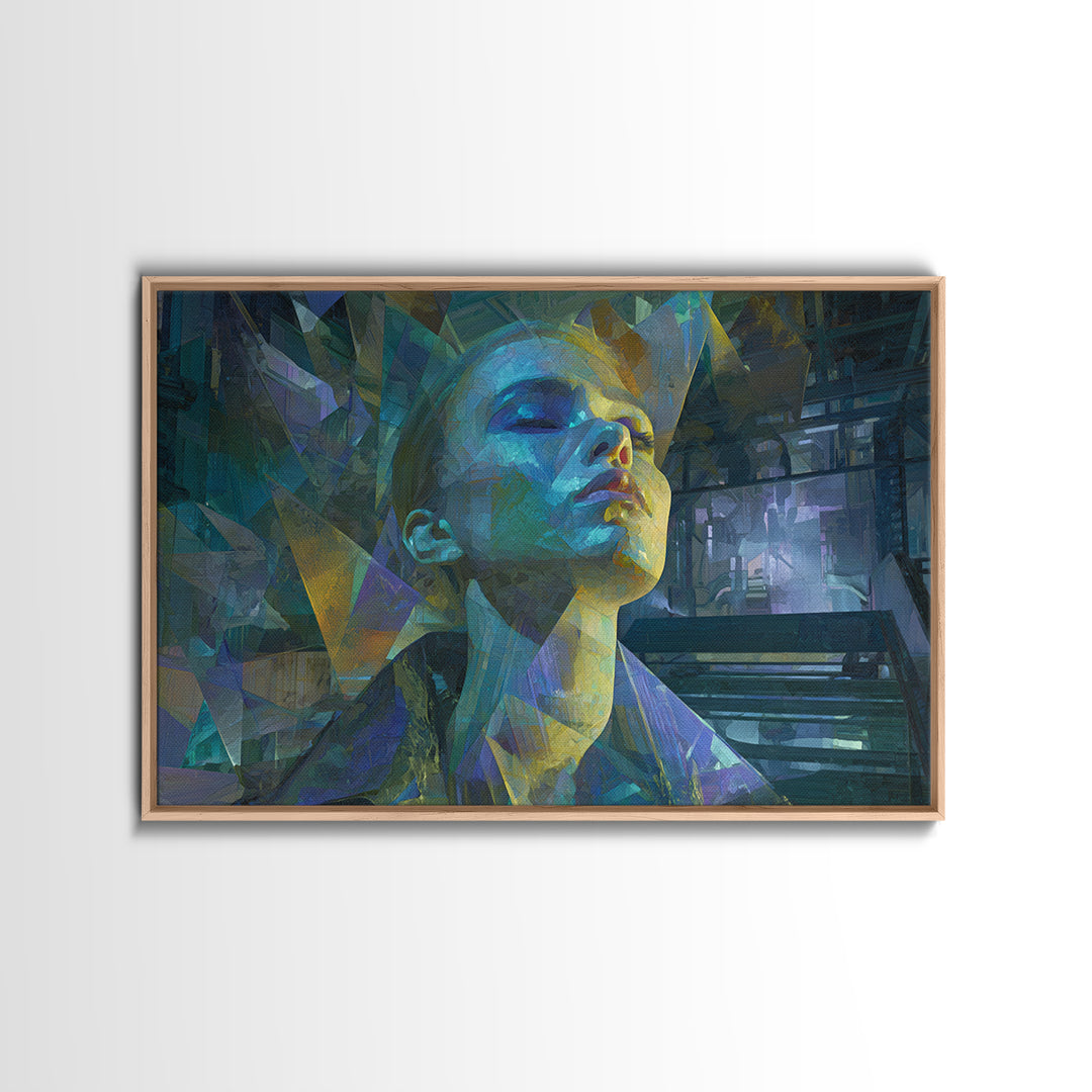 Ai Mask Portrait Canvas Print, Cyberpunk Art, Luxury Decor, Living Room Decor, Fine Art, Neon 576, Cyberpunk, CYB-3x2-76