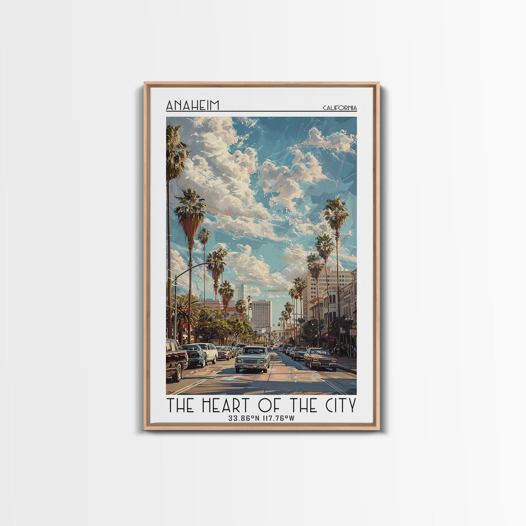 Anaheim Travel Poster, Framed Canvas Print, Travel Prints, Landscape Art, Vintage Travel Art, Minimalist Poster, Retro Travel Poster