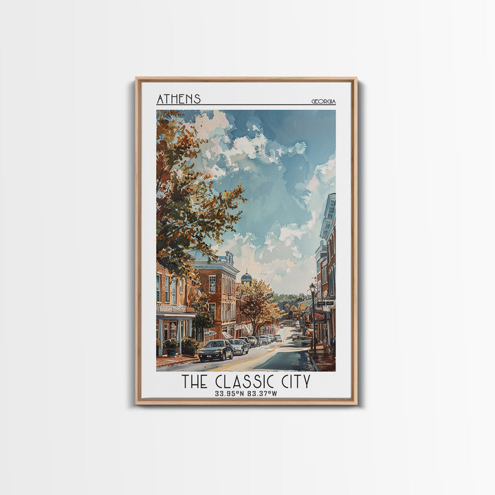 Athens Travel Poster, Framed Canvas Print, Travel Prints, Landscape Art, Mid Century Wall Art, Travel Wall Art, Vintage Travel Print