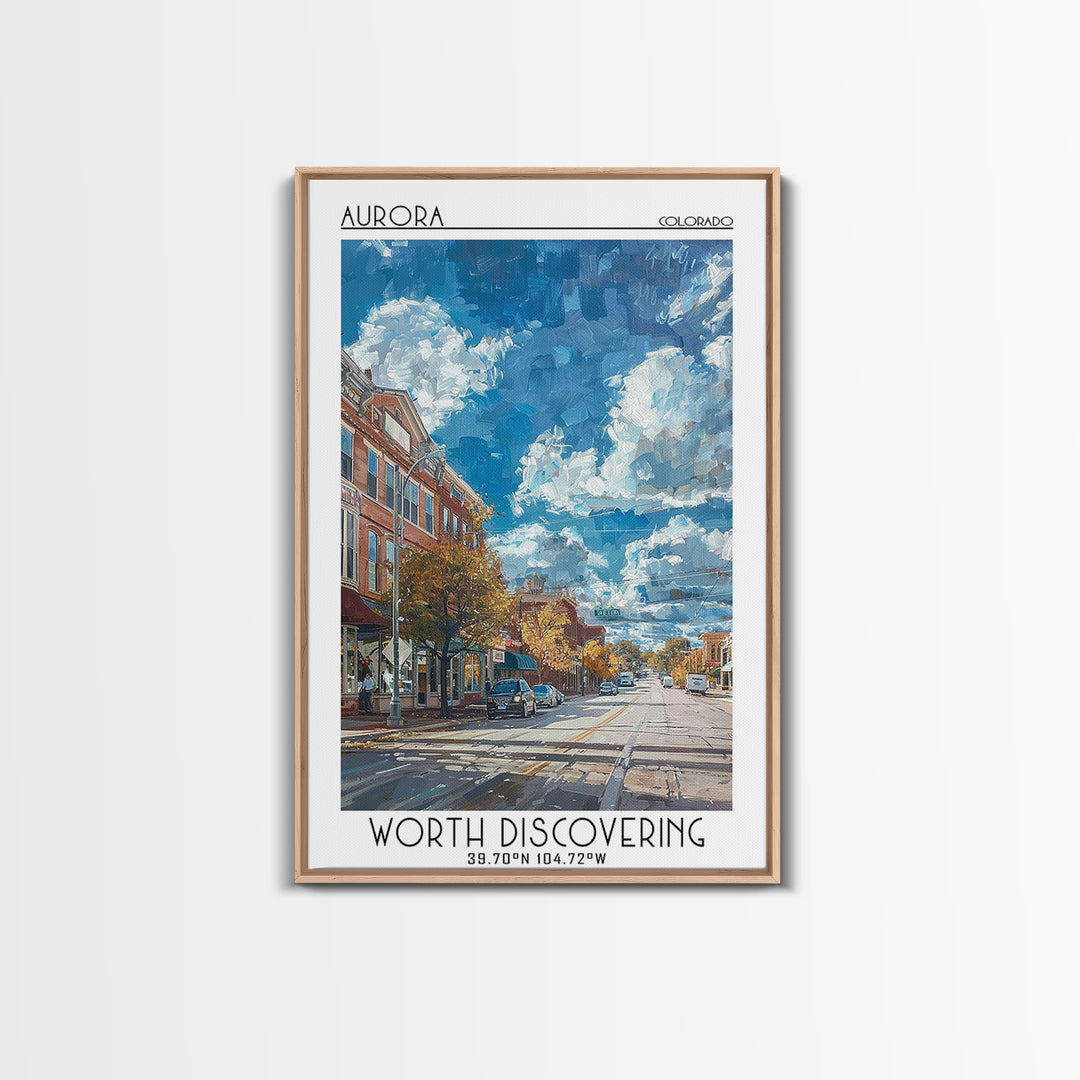 Aurora Travel Poster, Framed Canvas Print, City Travel Poster, Travel Wall Decor, Home Office Decor, Minimalist Poster, Travel Decor