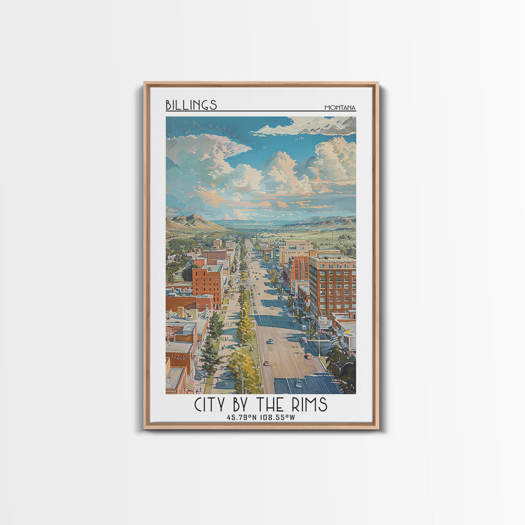Billings Travel Poster, Framed Canvas Print, Travel Prints, Landscape Art, Wall Art, Travel Print, Minimalist Poster, Vintage Travel