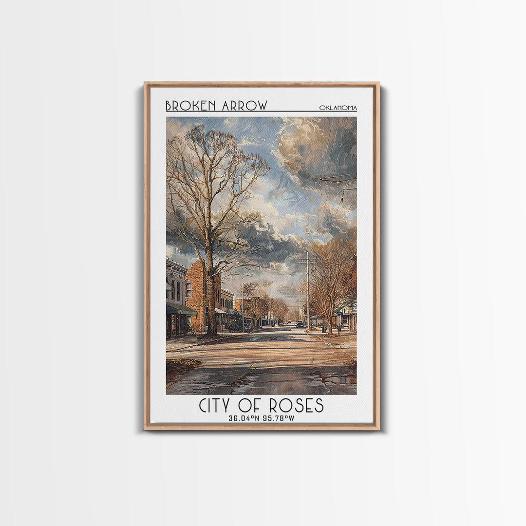 Broken Arrow Travel Poster, Framed Canvas Print, Travel Prints, Landscape Art, Modern Wall Decor, Travel Posters, City Travel Poster