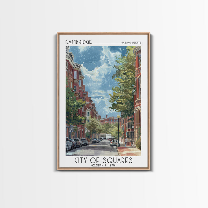 Cambridge Travel Poster, Framed Canvas Print, Travel Wall Art, City Wall Art, Wanderlust Gift, Retro Travel Print, Travel Wall Decor