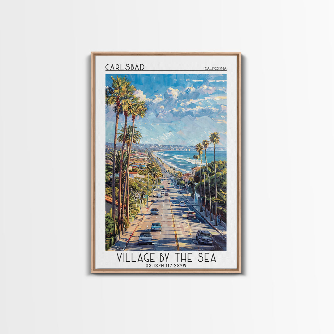 Carlsbad Travel Poster, Framed Canvas Print, Poster Print, Travel Wall Art, Mid Century Wall Art, Travel Print, Living Room Wall Art
