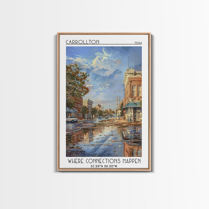 Carrollton Travel Poster, Framed Canvas Print, Travel Prints, Landscape Art, Vintage Travel Print, Travel Posters, City Illustration
