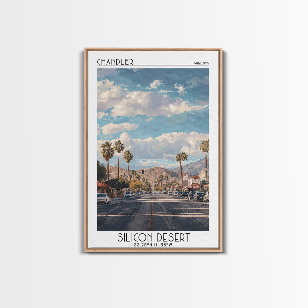 Chandler Travel Poster, Canvas Print, Travel Wall Art, City Wall Art, Vintage Travel, Mid Century Wall Art, Landscape Art, Art Print