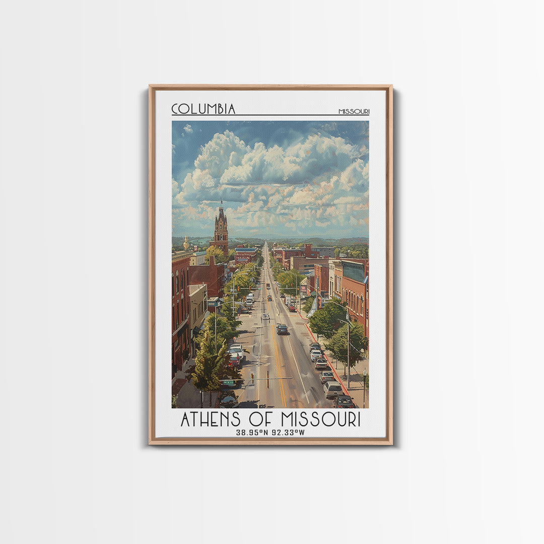 Columbia Travel Poster, Framed Canvas Print, City Art Print, Travel Wall Art, Vintage City Poster, Poster Print, Retro Travel Poster