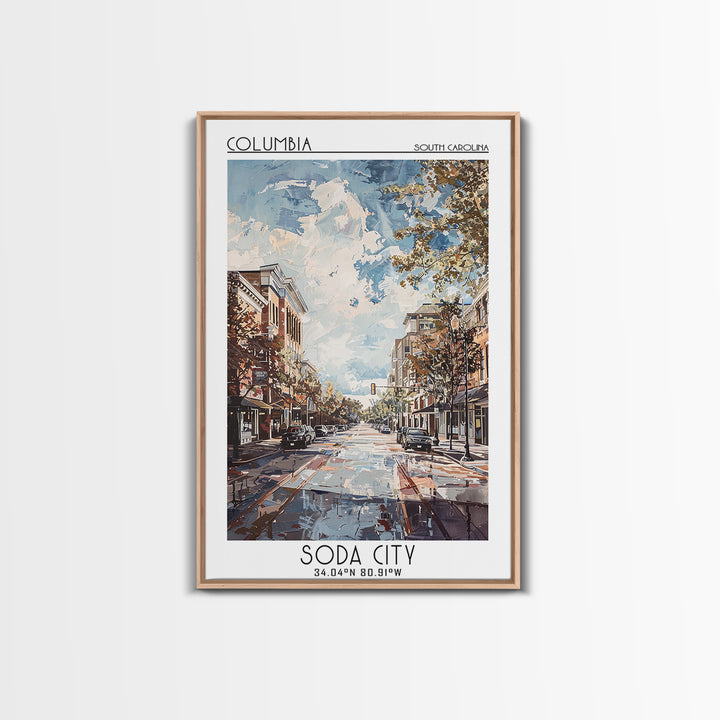 Columbia South Carolina Travel Poster, Framed Canvas Print, City Travel Poster, Travel Wall Art, Travel Posters, Retro Travel Poster