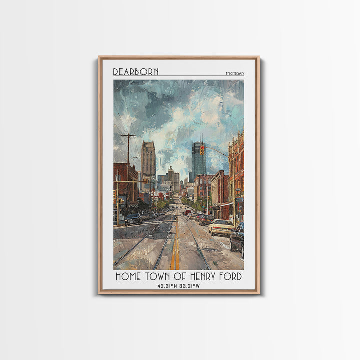 Dearborn Travel Poster, Canvas Print, Vintage Travel Print, City Wall Art, Vintage Posters, Travel Posters, Wall Art, Vintage Poster