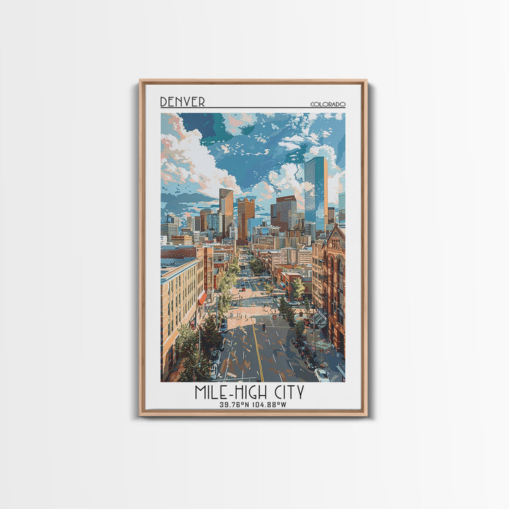 Denver Travel Poster, Framed Canvas Print, City Travel Poster, Travel Wall Decor, Minimalist Poster, Modern Wall Decor, Travel Decor