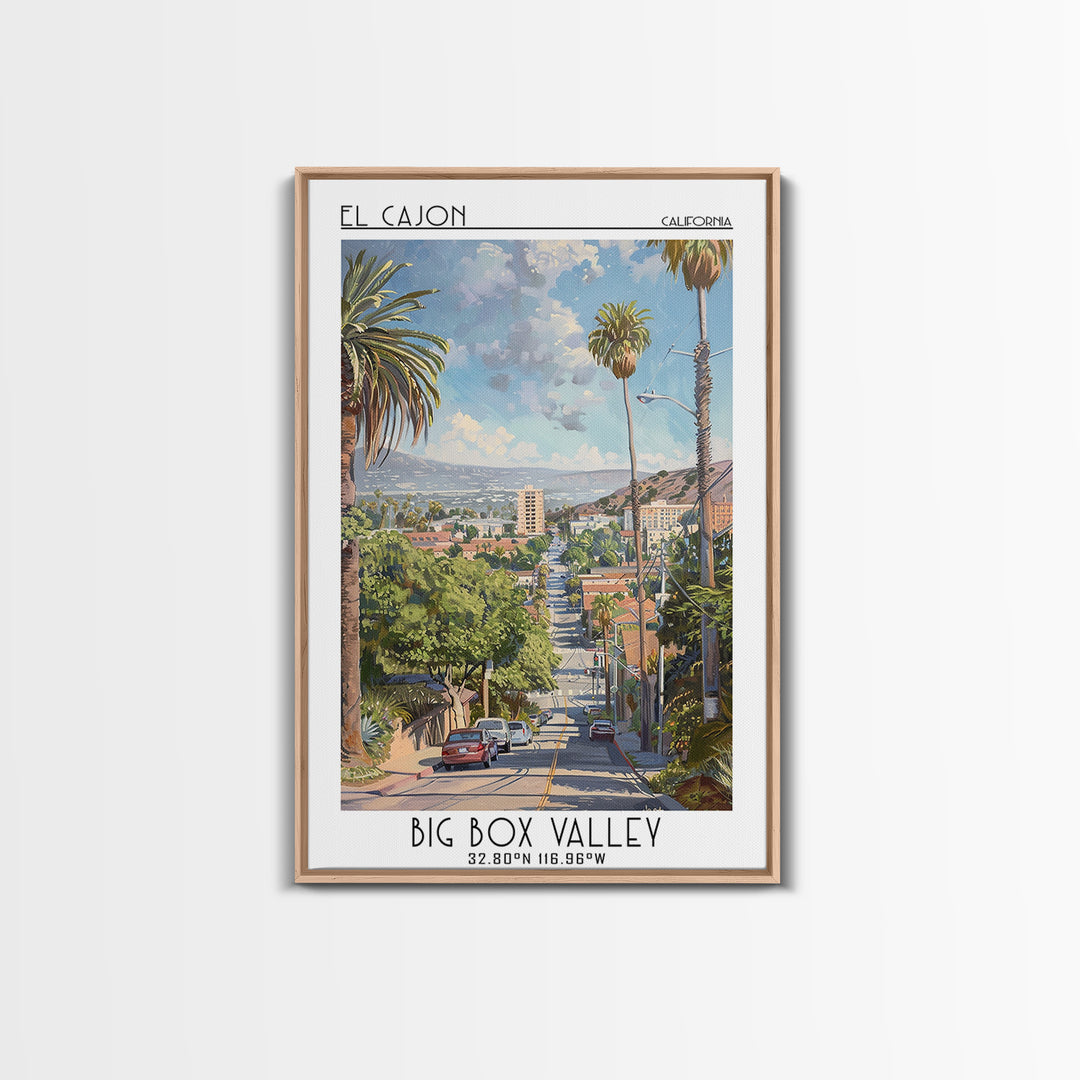 El Cajon Travel Poster, Framed Canvas Print, Travel Art Print, Modern Wall Decor, Travel Decor, Home Office Decor, Travel Wall Decor