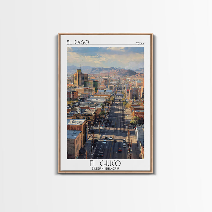 El Paso Travel Poster, Framed Canvas Print, City Travel Poster, Vintage City Poster, Travel Wall Art, Wanderlust Gift, Landscape Art