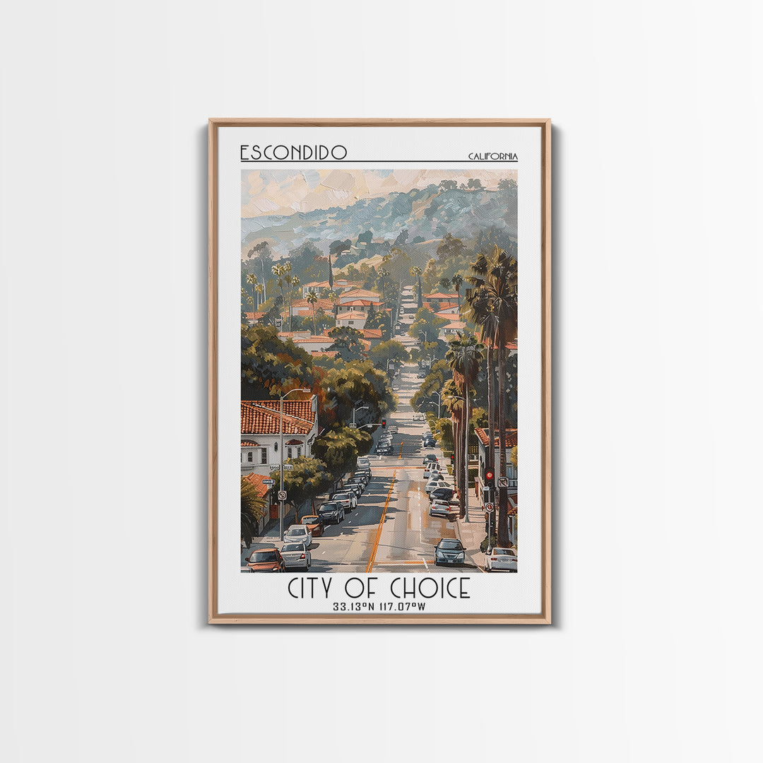 Escondido Travel Poster, Canvas Print, Retro Travel Poster, City Wall Art, Travel Art Print, Home Office Decor, Living Room Wall Art