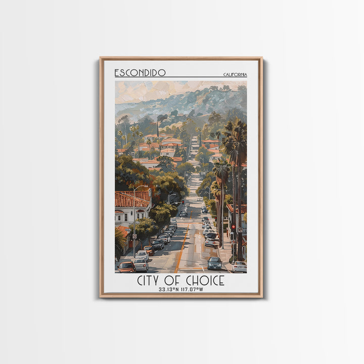 Escondido Travel Poster, Canvas Print, Retro Travel Poster, City Wall Art, Travel Art Print, Home Office Decor, Living Room Wall Art