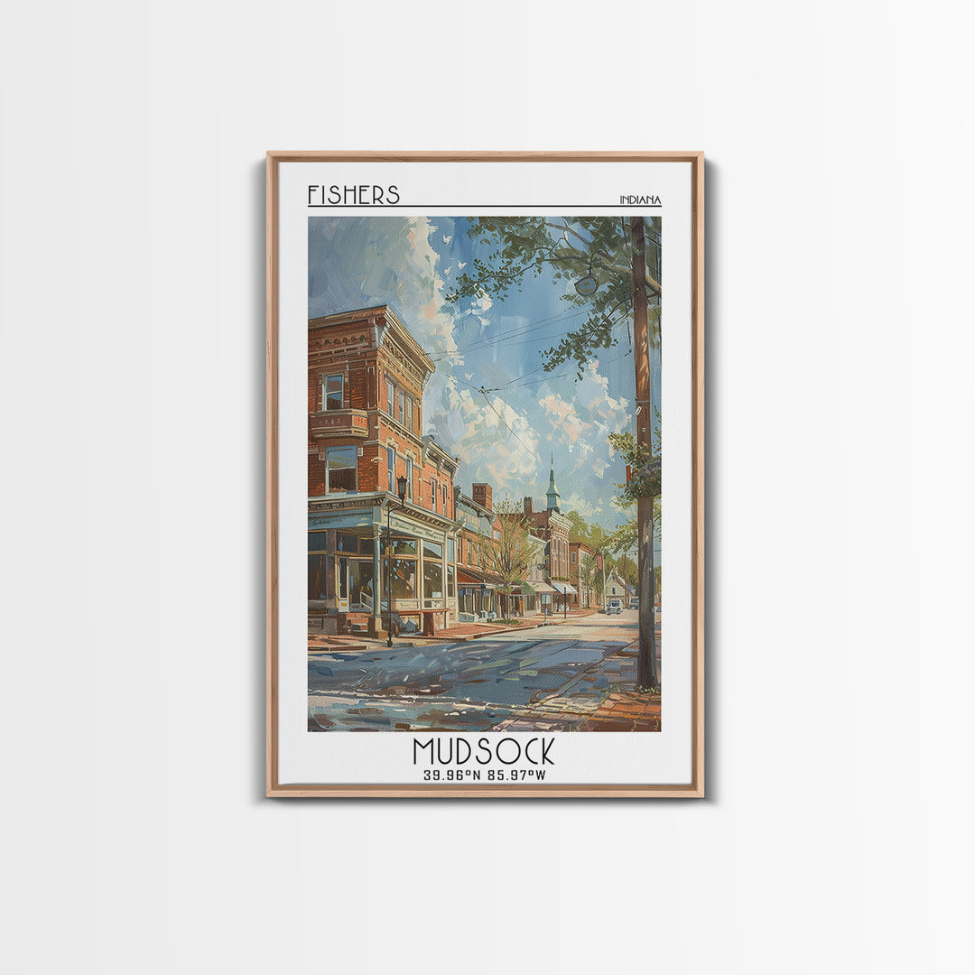 Fishers Travel Poster, Framed Canvas Print, Retro Travel Poster, City Wall Art, Landscape Art, Vintage City Poster, Travel Art Print