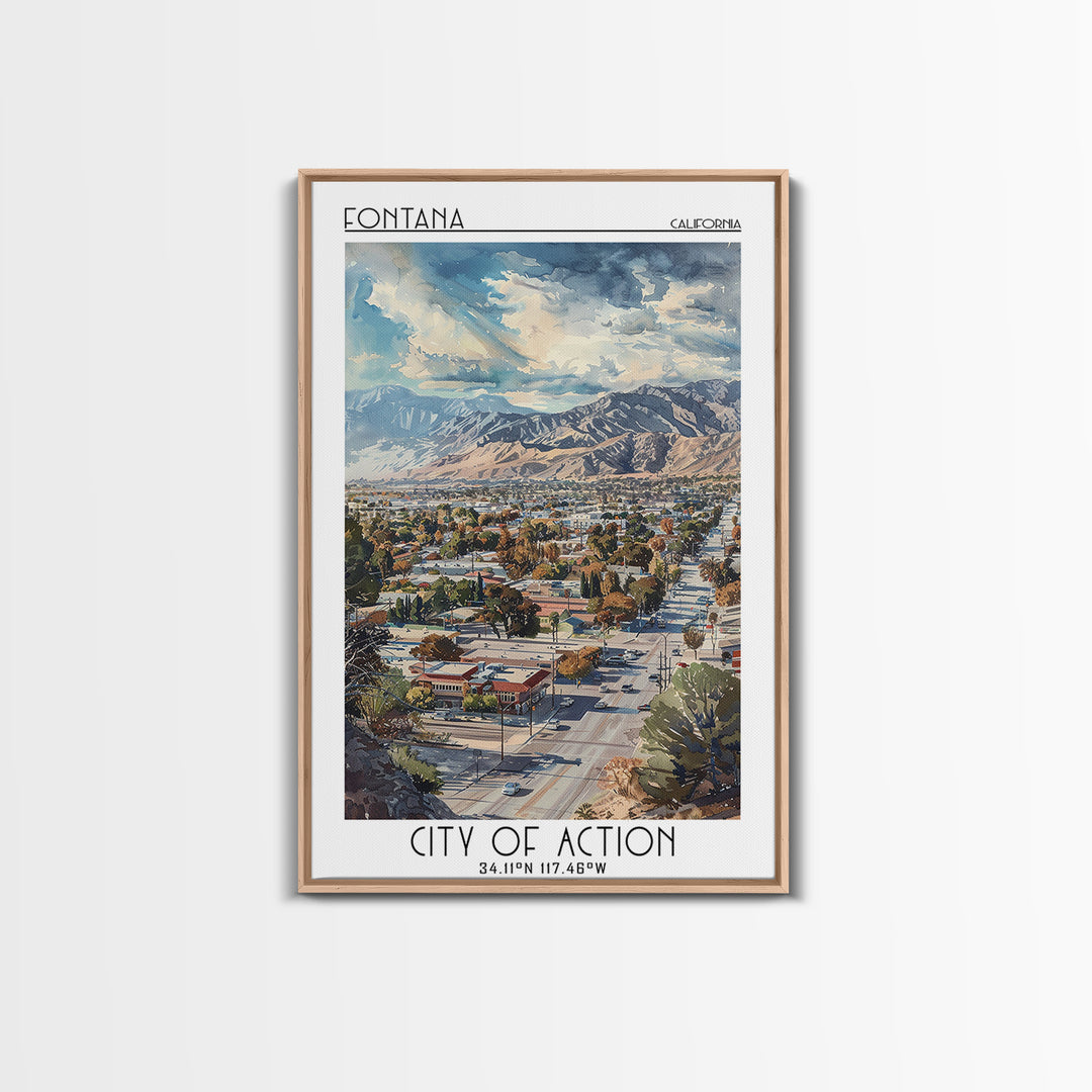 Fontana Travel Poster, Framed Canvas Print, City Art Print, Travel Wall Art, Art Print, Travel Art Print, Travel Decor, Poster Print