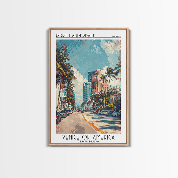 Fort Lauderdale Travel Poster, Framed Canvas Print, City Art Print, Travel Wall Art, Poster Art, Travel Art Print, Modern Wall Decor