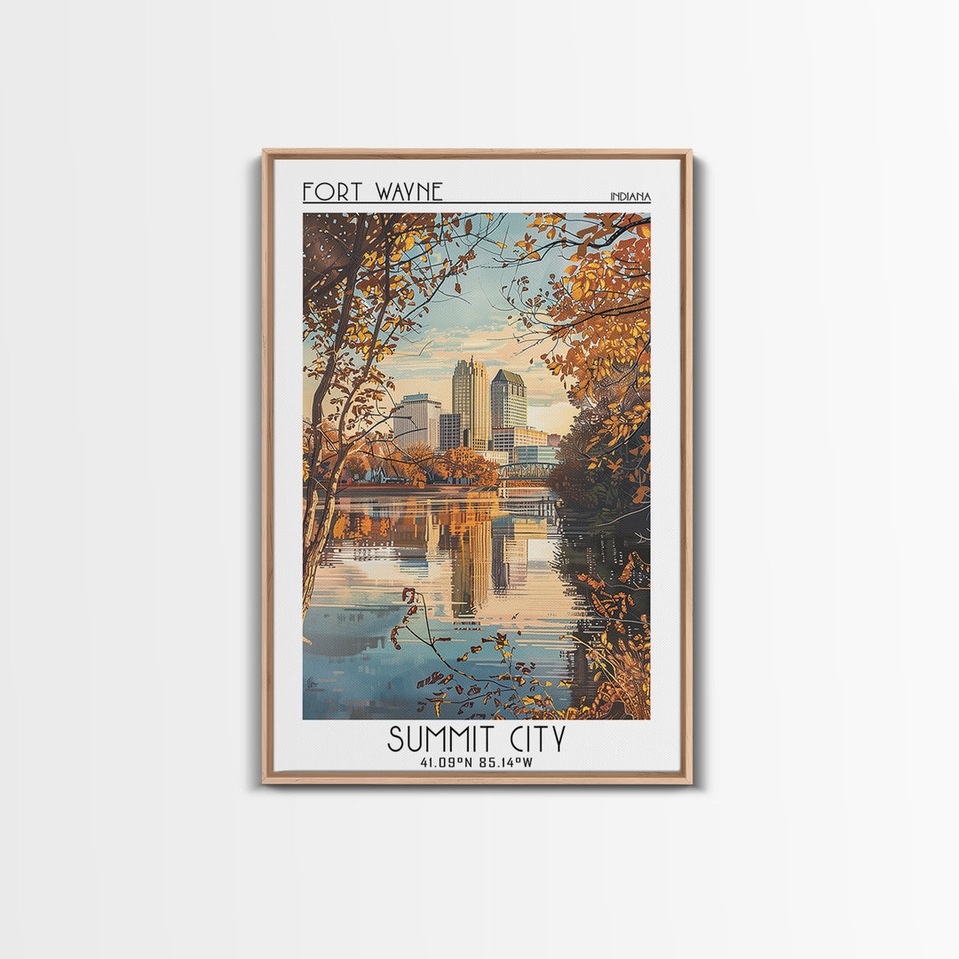 Fort Wayne Travel Poster, Canvas Print, Travel Wall Art, City Wall Art, Travel Posters, Home Office Decor, Wall Art, Wanderlust Gift