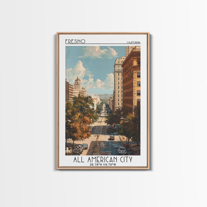 Fresno Travel Poster, Framed Canvas Print, City Art Print, Travel Wall Art, Wall Art, Poster Print, Travel Posters, Gallery Wall Set