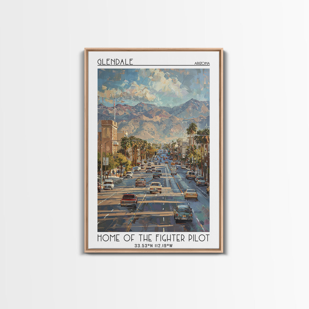 Glendale Travel Poster, Framed Canvas Print, Vintage Travel Print, City Wall Art, Wall Art, Art Print, Travel Wall Art, Poster Print