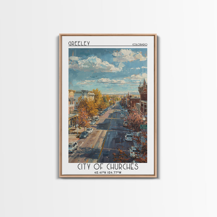 Greeley Travel Poster, Framed Canvas Print, Poster Print, Travel Wall Art, Vintage Travel, Living Room Wall Art, Vintage City Poster