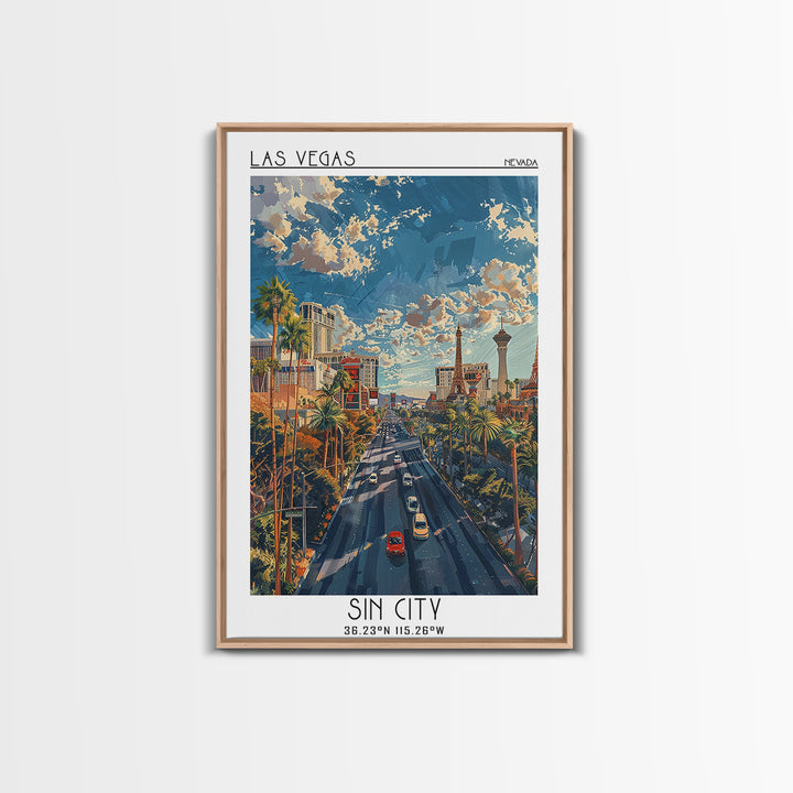 Las Vegas Travel Poster, Framed Canvas Print, Retro Wall Art, Travel Print, Wall Art, Vintage Travel, Gallery Wall Set, Poster Print