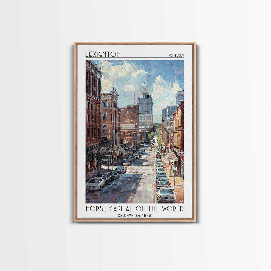 Lexington Travel Poster, Framed Canvas Print, Travel Art Print, Modern Wall Decor, Retro Travel Print, Home Decor, Travel Wall Decor