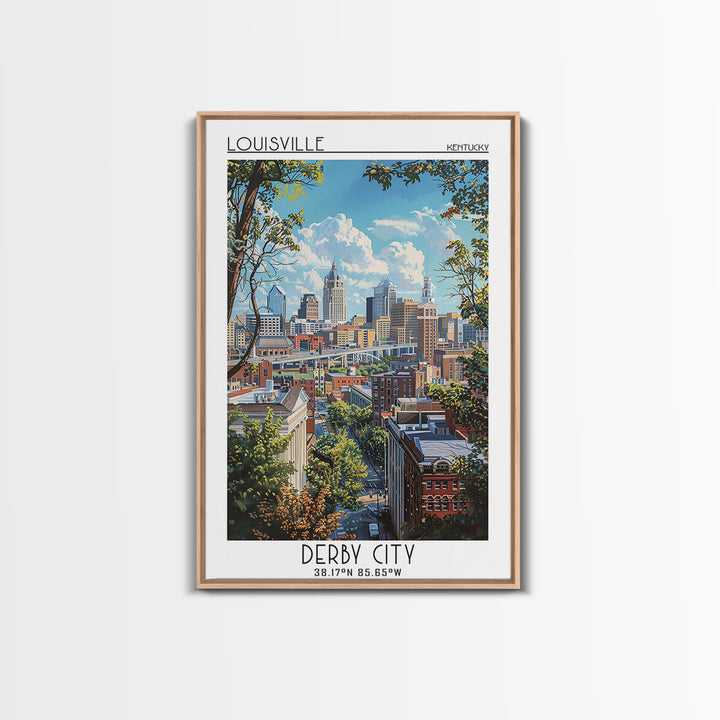 Louisville Travel Poster, Framed Canvas Print, Travel Wall Art, City Wall Art, City Travel Poster, Vintage Travel Art, Travel Prints