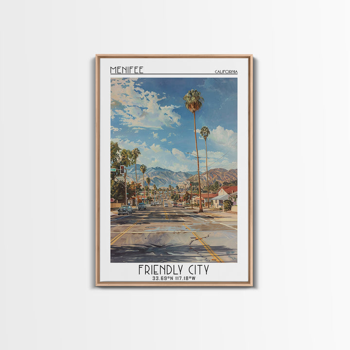 Menifee Travel Poster, Framed Canvas Print, Vintage Travel Print, City Wall Art, Vintage Poster, Vintage Posters, Retro Travel Print