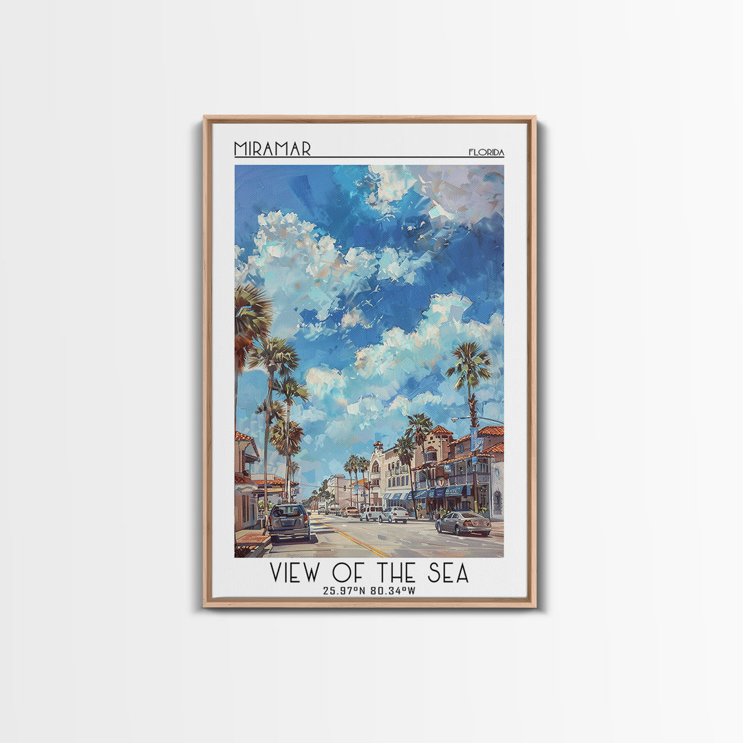 Miramar Travel Poster, Framed Canvas Print, City Travel Poster, Travel Wall Art, Modern Wall Decor, Minimalist Poster, Landscape Art