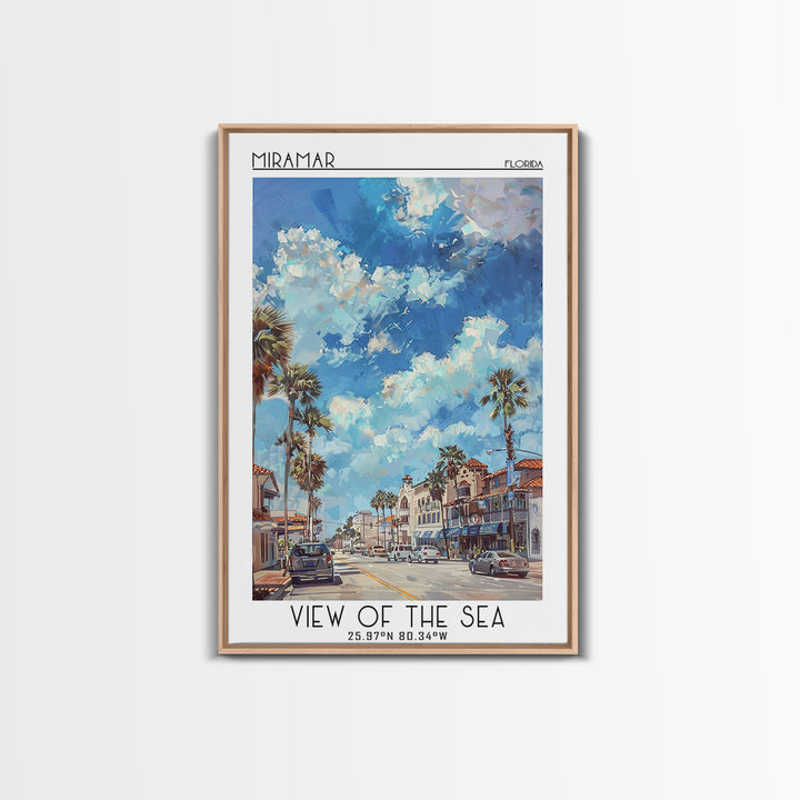 Miramar Travel Poster, Framed Canvas Print, City Travel Poster, Travel Wall Art, Modern Wall Decor, Minimalist Poster, Landscape Art