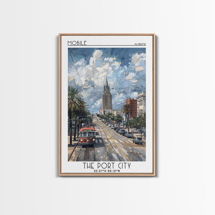 Mobile Travel Poster, Framed Canvas Print, Poster Print, Travel Wall Art, Colorful Wall Art, Home Office Decor, Mid Century Wall Art