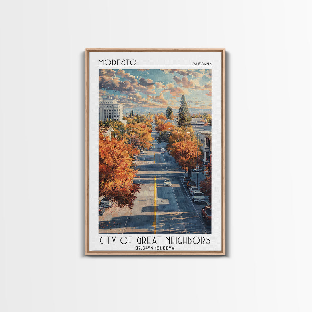 Modesto Travel Poster, Canvas Print, City Art Print, Travel Wall Art, Poster Art, Watercolor Cityscape, City Travel Poster, Wall Art