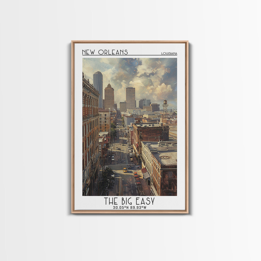 New Orleans Travel Poster, Framed Canvas Print, Travel Art Print, Modern Wall Decor, Poster Art, Travel Prints, Living Room Wall Art