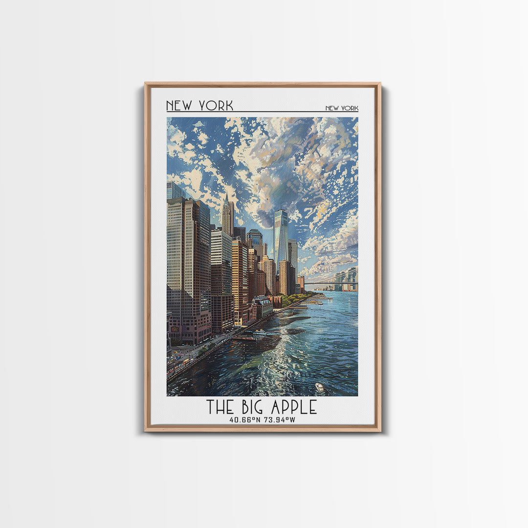 New York Travel Poster, Framed Canvas Print, Vintage Travel Print, City Wall Art, City Art Print, Retro Wall Art, City Travel Poster