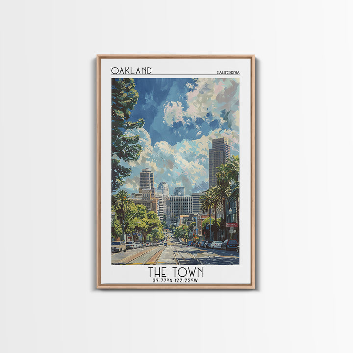 Oakland Travel Poster, Framed Canvas Print, City Travel Poster, Travel Wall Art, Living Room Wall Art, Home Decor, Colorful Wall Art
